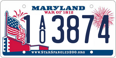 MD license plate 1AO3874