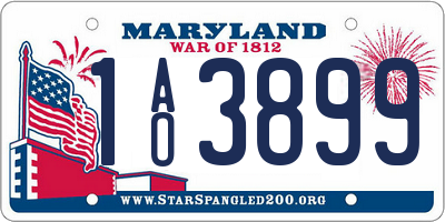 MD license plate 1AO3899
