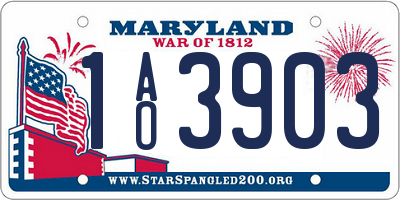 MD license plate 1AO3903