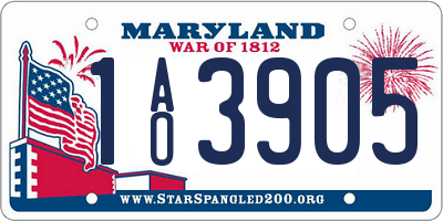 MD license plate 1AO3905