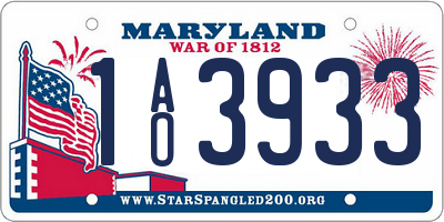 MD license plate 1AO3933