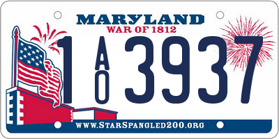 MD license plate 1AO3937
