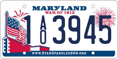 MD license plate 1AO3945