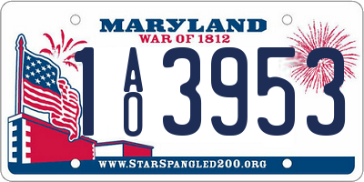 MD license plate 1AO3953