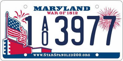 MD license plate 1AO3977