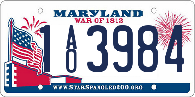 MD license plate 1AO3984