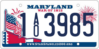 MD license plate 1AO3985
