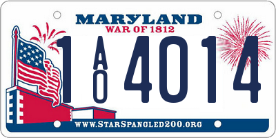 MD license plate 1AO4014