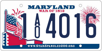 MD license plate 1AO4016