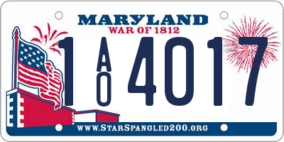 MD license plate 1AO4017