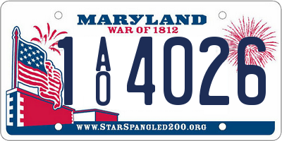 MD license plate 1AO4026