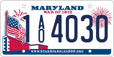 MD license plate 1AO4030