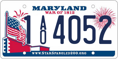 MD license plate 1AO4052