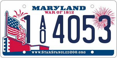 MD license plate 1AO4053