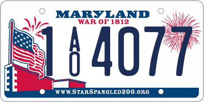 MD license plate 1AO4077