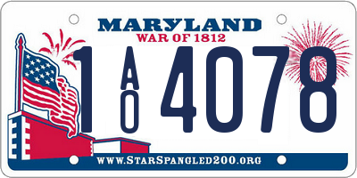 MD license plate 1AO4078