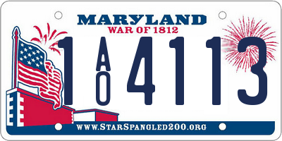 MD license plate 1AO4113