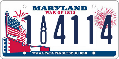 MD license plate 1AO4114