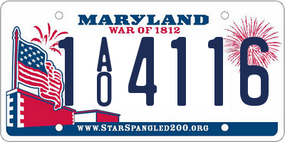 MD license plate 1AO4116