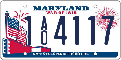 MD license plate 1AO4117