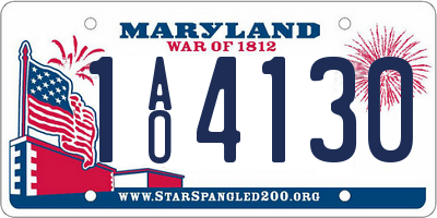 MD license plate 1AO4130