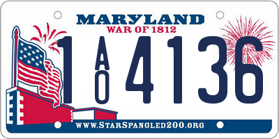 MD license plate 1AO4136