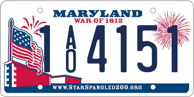 MD license plate 1AO4151