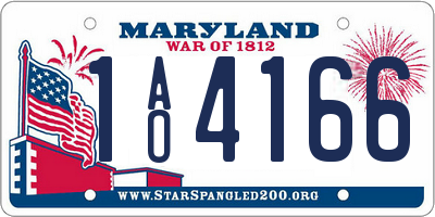MD license plate 1AO4166