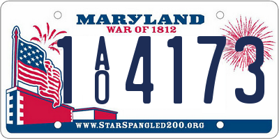 MD license plate 1AO4173
