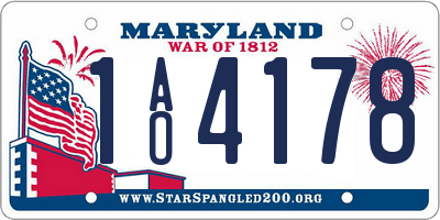 MD license plate 1AO4178