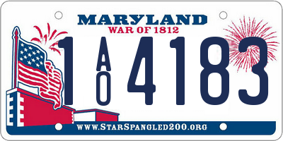 MD license plate 1AO4183