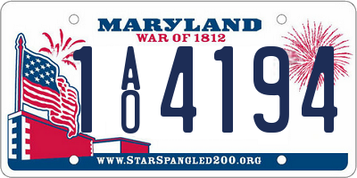 MD license plate 1AO4194