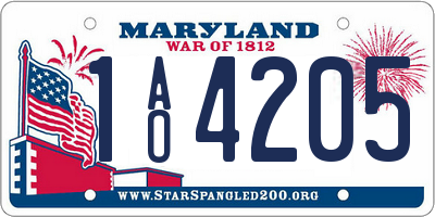 MD license plate 1AO4205