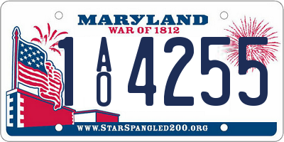 MD license plate 1AO4255