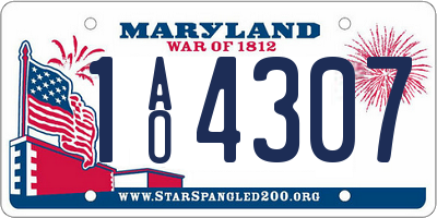 MD license plate 1AO4307