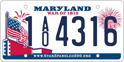 MD license plate 1AO4316