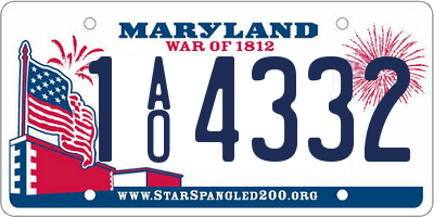 MD license plate 1AO4332