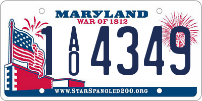 MD license plate 1AO4349