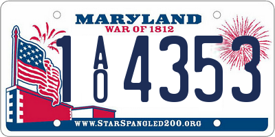 MD license plate 1AO4353
