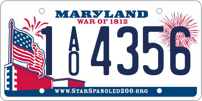 MD license plate 1AO4356