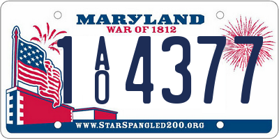 MD license plate 1AO4377