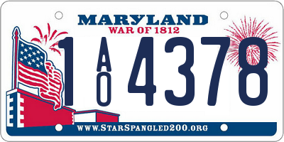 MD license plate 1AO4378