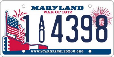 MD license plate 1AO4398