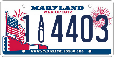 MD license plate 1AO4403