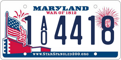 MD license plate 1AO4418