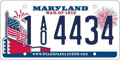 MD license plate 1AO4434
