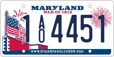 MD license plate 1AO4451