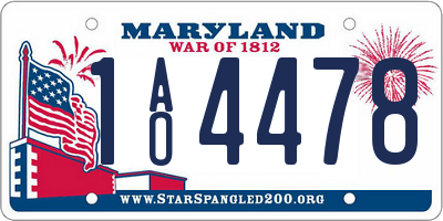 MD license plate 1AO4478