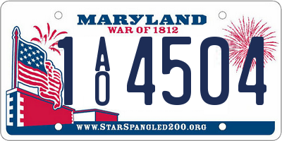 MD license plate 1AO4504