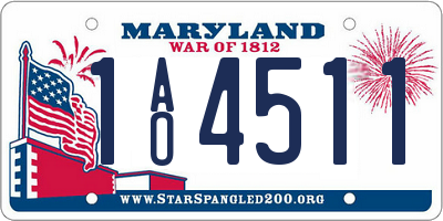 MD license plate 1AO4511